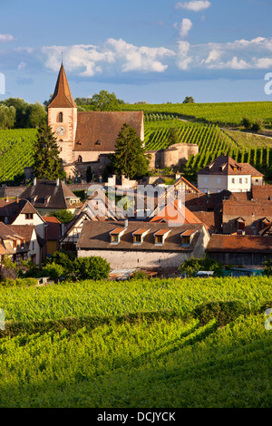 Vue sur Ville de Hunawihr le long de la route des vins, Alsace, Haut-Rhin, France Banque D'Images