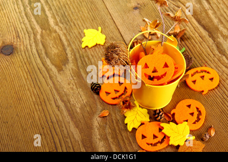 Godet jaune et à l'Halloween, l'automne déco et l'espace dédié, Close up Banque D'Images