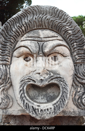 Détails masque de théâtre à Ostia Antica, Rome, Italie Banque D'Images