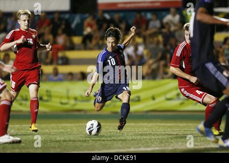 Shoya Nakajima (JPN), le 15 août 2013 - Football : L'Alcùdia U20 tournoi international de soccer U19 match entre le Bélarus et U19 du Japon, à l'Estadio Municipal Els Arcs dans l'Alcudia, Espagne, le 15 août 2013. (Photo de bla) Banque D'Images