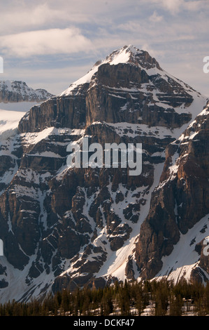 Les pics de Wenkchemna Vallée Larch, Banff National Park, Alberta, Canada Banque D'Images