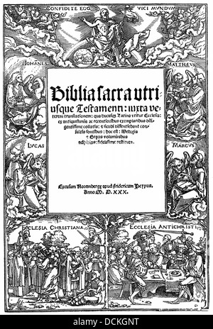 Page de titre d'une Bible latine, 1530 Banque D'Images