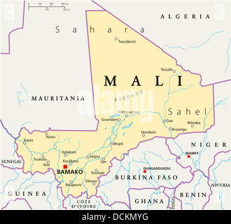 Carte politique du Mali Banque D'Images