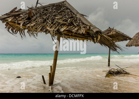 Les vents de mousson et des ondes de tempête un déluge tropical beach Banque D'Images