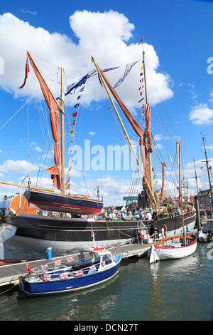 À Thames barge, Cambria 'puits', Journée du Port 2013, les barges, Wells next the Sea Norfolk England UK Banque D'Images