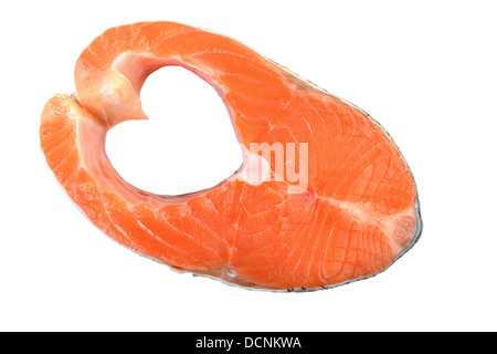 Salmon isolé sur blanc avec des côtés en forme de coeur Banque D'Images