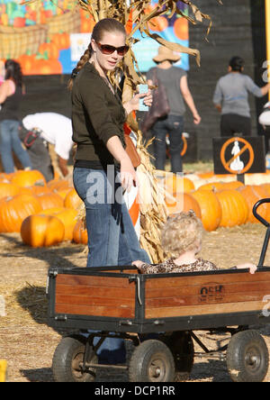 Amy Adams passe du temps avec son fiancé Darren Le Gallo et leur fille Aviana à Mr Bones Pumpkin Patch dans West Hollywood Los Angeles, Californie - 28.10.11 Banque D'Images