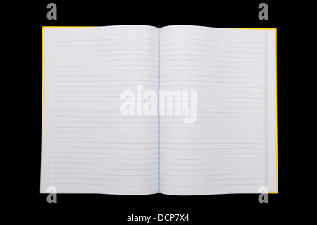 Le bloc-notes en blanc sur fond noir Banque D'Images