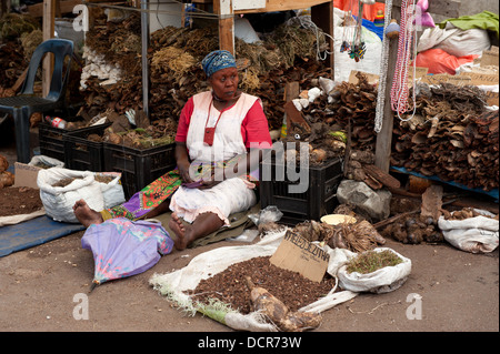 Marché de l'herboriste zoulou, Victoria Street Market, Durban, Afrique du Sud Banque D'Images