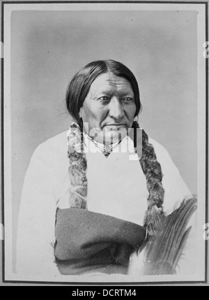 Black Bull-Ta-Tan-Kah-sa-Pah, un Sioux de Brule, photographié en 1872. L'image met en valeur le patrimoine amérindien et l'histoire du peuple Sioux à la fin du XIXe siècle. Banque D'Images