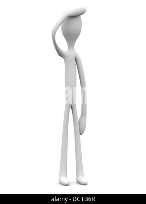 Un personnage avec des maux de tête. 3d illustration. Banque D'Images
