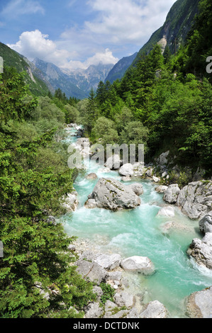 Isonzo / soca, Bovec, Slovénie. Banque D'Images