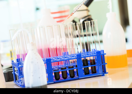 Laboratoire chimique. Contrôler la quantité de nitrates, pesticides et herbicides Banque D'Images