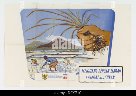 Affiche de propagande indonésienne du milieu du XXe siècle, qui fait partie d'une collection qui met en lumière le climat politique et social de l'Indonésie pendant cette période. Banque D'Images