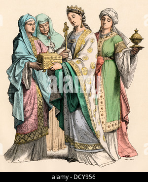 La noblesse franque au 10e siècle. Impression couleur à la main Banque D'Images