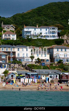 Plage, Ville, vue, de la mer, Ventnor, île de Wight, Angleterre, Royaume-Uni, Banque D'Images