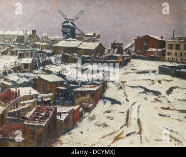 En effet, la neige Montmartre 1903 - Georges Chenard-Huché huile sur toile Banque D'Images