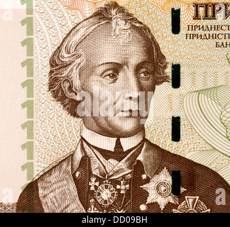 Alexandre Vassilievitch Souvorov (1829-1800) sur 1 Rouble 2007 Euros de Transnistrie. Banque D'Images