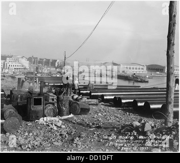 No 332 de l'île de Yerba Buena Système d'approvisionnement en eau 22 projets Pipe Line sur Causeway 12 novembre 1937 - - 296381 Banque D'Images