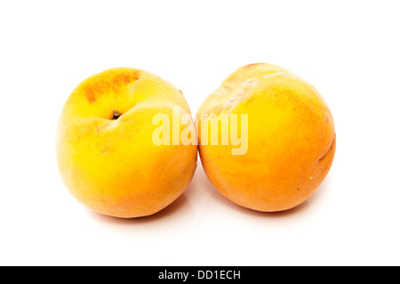 Sweet peaches on a white background Banque D'Images