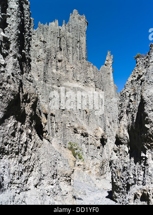 dh Putangirua Pinnacles WAIRARARAPA NOUVELLE-ZÉLANDE formation géologique de roche piliers de terre vallée de la chaîne Aorangi corrodant des falaises Banque D'Images