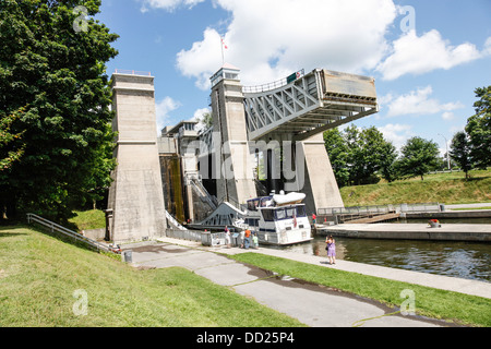 L'écluse-ascenseur de Peterborough ; National Historic Site of Canada ; plus haute écluse ascenseur hydraulique le monde, Peterborough, Ontario, Canada Banque D'Images