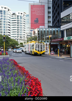 Dh Lambton Quay WELLINGTON NEW ZEALAND Rendez-Bus Wellington singledecker electric trolley bus city transport Banque D'Images