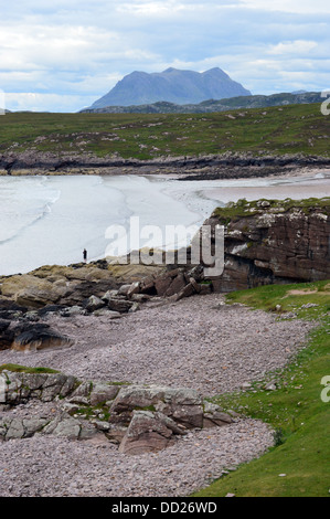 L'Inverpolly Montagne de cul Mor (Corbett) vu de Achnahaird Beach Banque D'Images