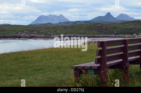 L'Inverpolly Montagnes de cul Mor un Stac Pollaidh Corbett (Polly) un Graham vu de Achnahaird Beach Banque D'Images