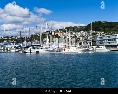 Dh Port Lambton WELLINGTON NEW ZEALAND Chaffers marina yachts maisons flanc Oriental Bay Banque D'Images