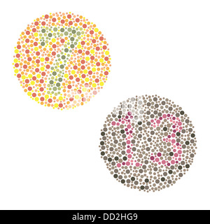 Test d'Ishihara. daltonisme le daltonisme,test de perception de la maladie. Banque D'Images