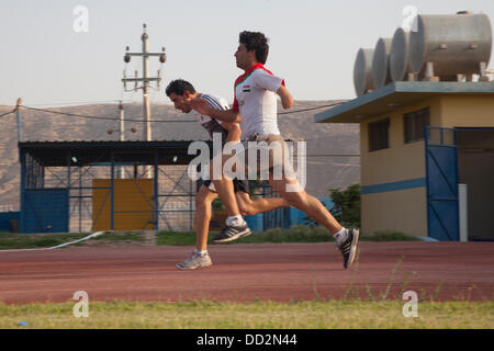 Duhok, le Kurdistan irakien. 22 août 2013. L'équipe paralympique iraquien au cours de la formation. Ils choisissent la province du Kurdistan pour leur formation en raison de la stabilité et de l'environnement peceful. Dans ce photo AL Waad AZAM Crédit : Francesco Gustincich/Alamy Live News Banque D'Images