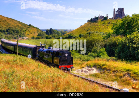 Le chemin de fer à vapeur de Swanage, Corfe Castle, Purbeck, Dorset, England, United Kingdom Banque D'Images