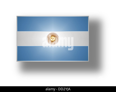 Drapeau de l'Argentine avec soleil de mai (stylisé I). Banque D'Images