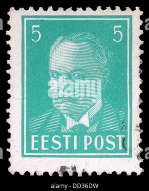 Timbres en Estonie montre premier président Konstantin Pats, vers 1936 Banque D'Images