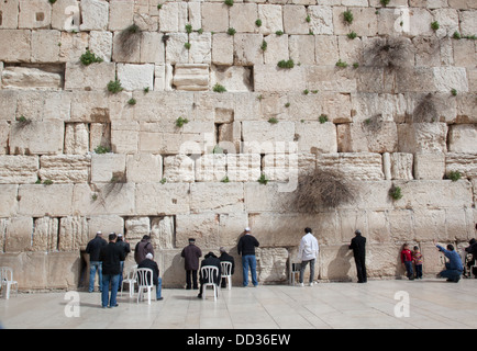 Mur des lamentations à Jérusalem, vers février 2013. Le reste de l'ancien Temple et lieu de prière Banque D'Images