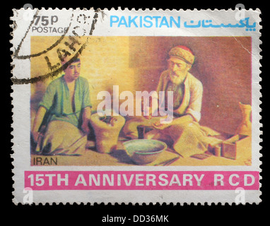 Timbres par le Pakistan montre Ghafari Khan , circa 1979 Banque D'Images