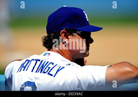 Los Angeles, CA, USA. Août 24, 2013. Manager des Dodgers de Los Angeles, Don Mattingly # 8 pendant le match de la Ligue Majeure de Baseball entre les Dodgers de Los Angeles et les Red Sox de Boston au Dodger Stadium.Louis Lopez/CSM/Alamy Live News Banque D'Images