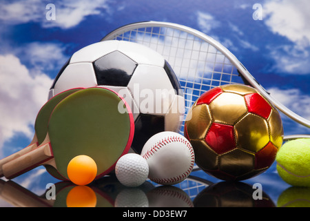 Thème du sport ! Bals et autres équipements de sport ! Banque D'Images