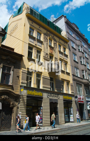 Dum Langhans (1905) par Alois Dryak photographie Acheter logement et gallery rue Vodickova nouvelle ville Prague République Tchèque Europe Banque D'Images