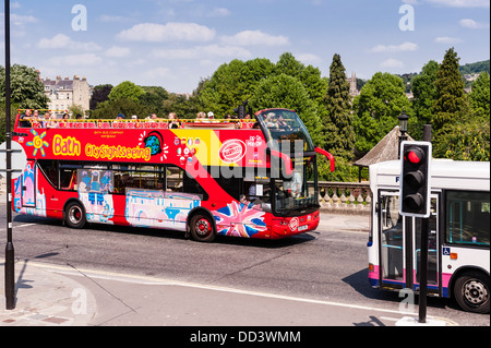 Une visite de la ville en bus baignoire , Somerset , Angleterre , Angleterre , Royaume-Uni Banque D'Images