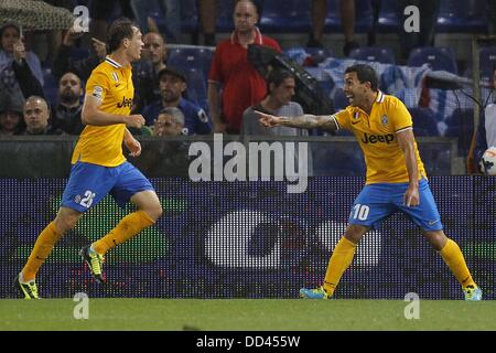 Gênes, Italie. Août 24, 2013. Seriea une ligue de football. La Sampdoria contre la Juventus. Célébrations du Crédit : Carlos Tevez Juventus Plus Sport Action/Alamy Live News Banque D'Images