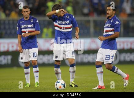 Gênes, Italie. Août 24, 2013. Seriea une ligue de football. La Sampdoria contre la Juventus. Manolo Gabbiadini Sampdoria Citadin Martins Eder Sampdoria : Action Crédit Plus Sport/Alamy Live News Banque D'Images