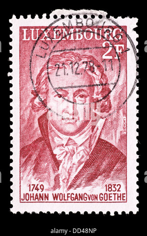 Timbre-poste représentant du Luxembourg Johann Wolfgang von Goethe, écrivain et philosophe allemand. Banque D'Images