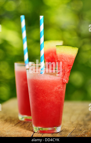 Le jus de melon d'eau fraîche en été Banque D'Images