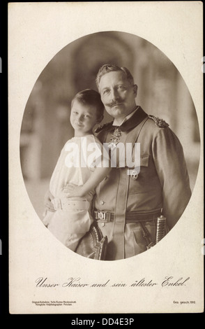Passepartout Ak Kaiser Wilhelm II mit ältestem Preußen, Enkel ; Banque D'Images