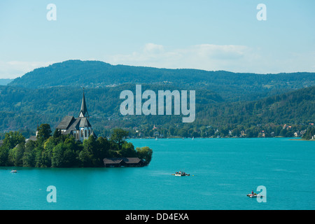 Maria Worth et le lac de Worthersee, Carinthie, Autriche Banque D'Images