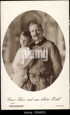 Ak l'empereur Guillaume II. mit seinem Enkel Prinz Wilhelm ; Banque D'Images