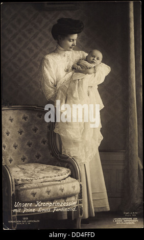 Ak Kronprinzessin Cecilie mit Prinz Louis Ferdinand von Liersch Preußen, 1919 ; Banque D'Images