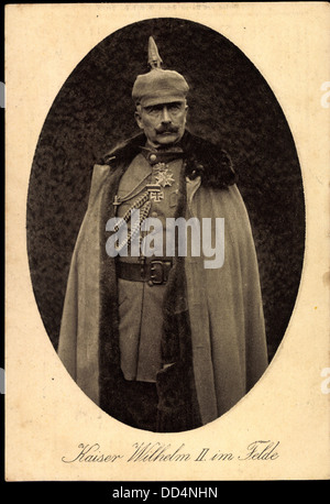 Passepartout Ak Kaiser Wilhelm II im Felde, uniforme, Spitzhut ; Banque D'Images
